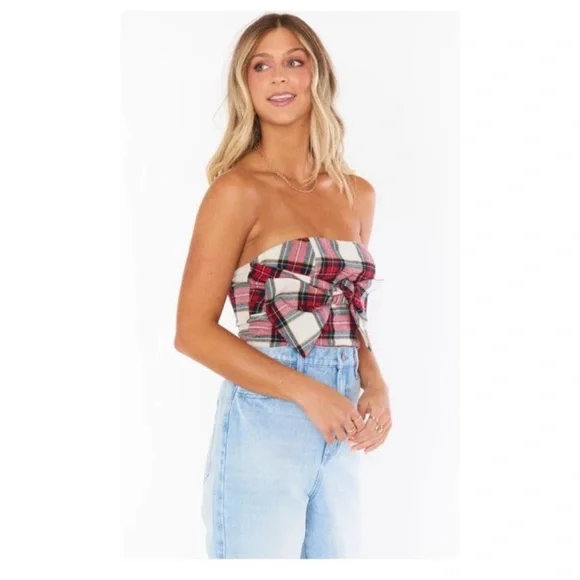 New Winter Plaid Bow Top by Show Me Your Mumu Size XL - Picture 2 of 10